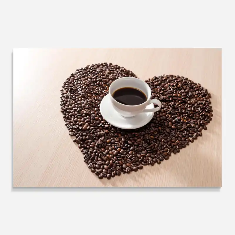 Super-Preis Glasbild Heart Coffee Beans