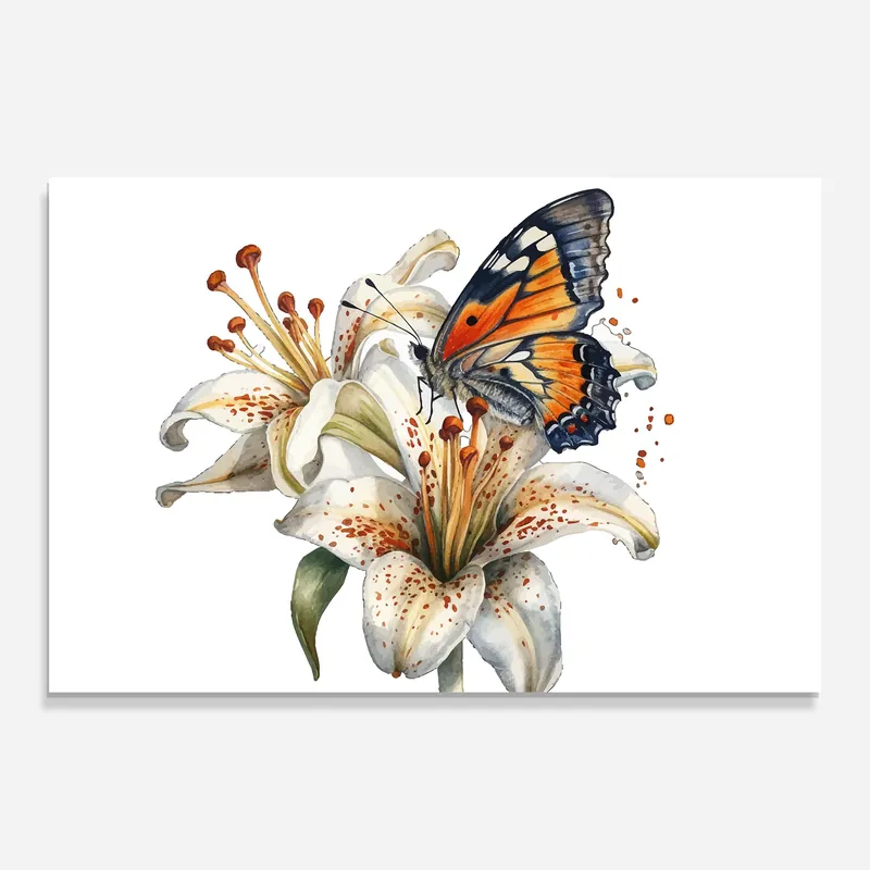 Wochenendangebot Glasbild Orange Butterfly On Flower