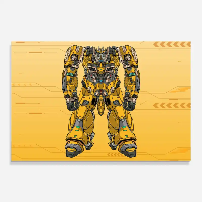 Glasbild Yellow Robot Art Meistverkauft