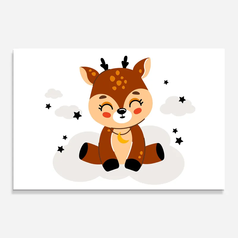 Neu Glasbild Cute Sleepy Deer