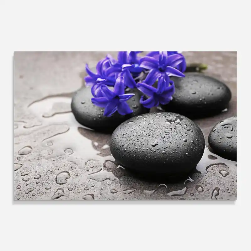 Glasbild Purple Flower Stone Neue Ware