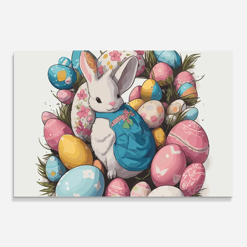 Glasbild Blue Dressed Bunny Expressversand