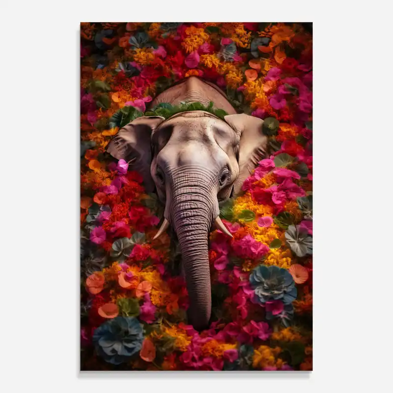 Finale Aktion Glasbild Flower Elephant