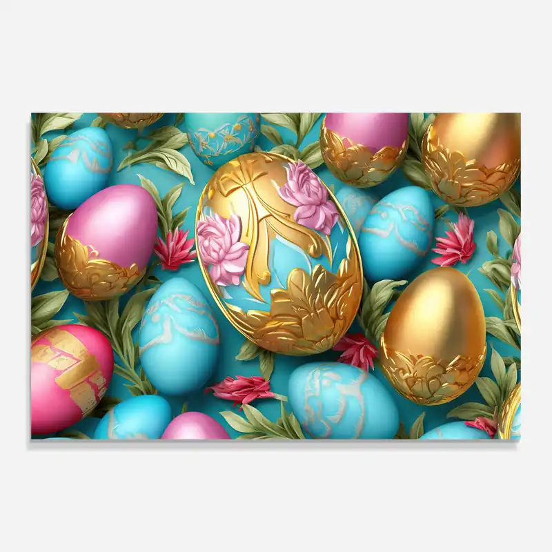 Super-Preis Glasbild Blue Pink Easter Egs