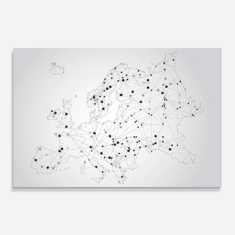 Finale Aktion Glasbild Europe Line Map