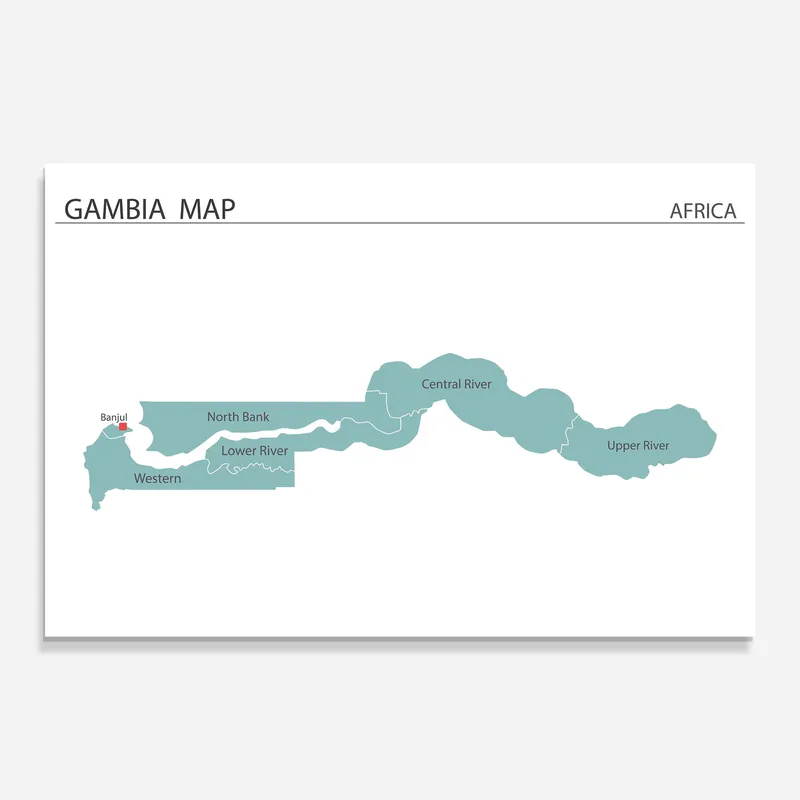 Glasbild Gambia Map Kostenloser Rückversand