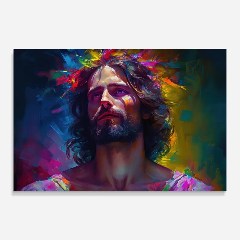 Glasbild Colorful Creative Jesus Sichere Zahlung
