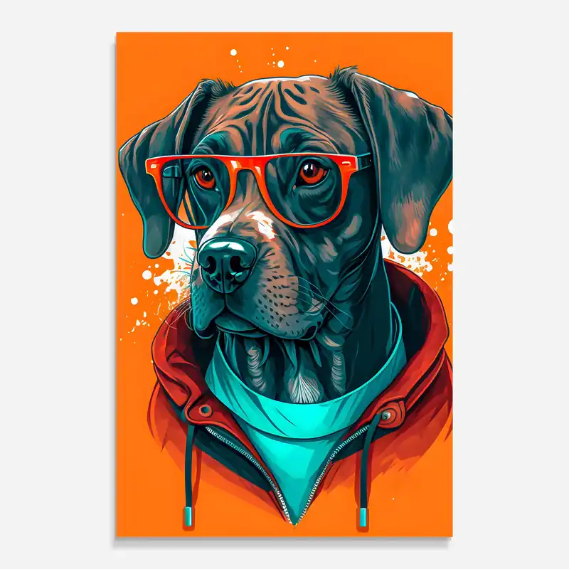 Bestseller Glasbild Hipster Dog