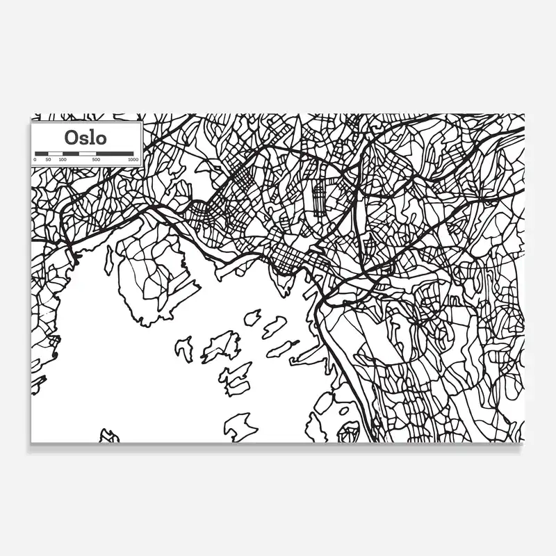 Glasbild Oslo Map Günstig