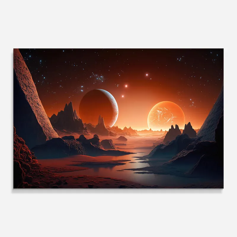 Aktuell Glasbild Purple Planets