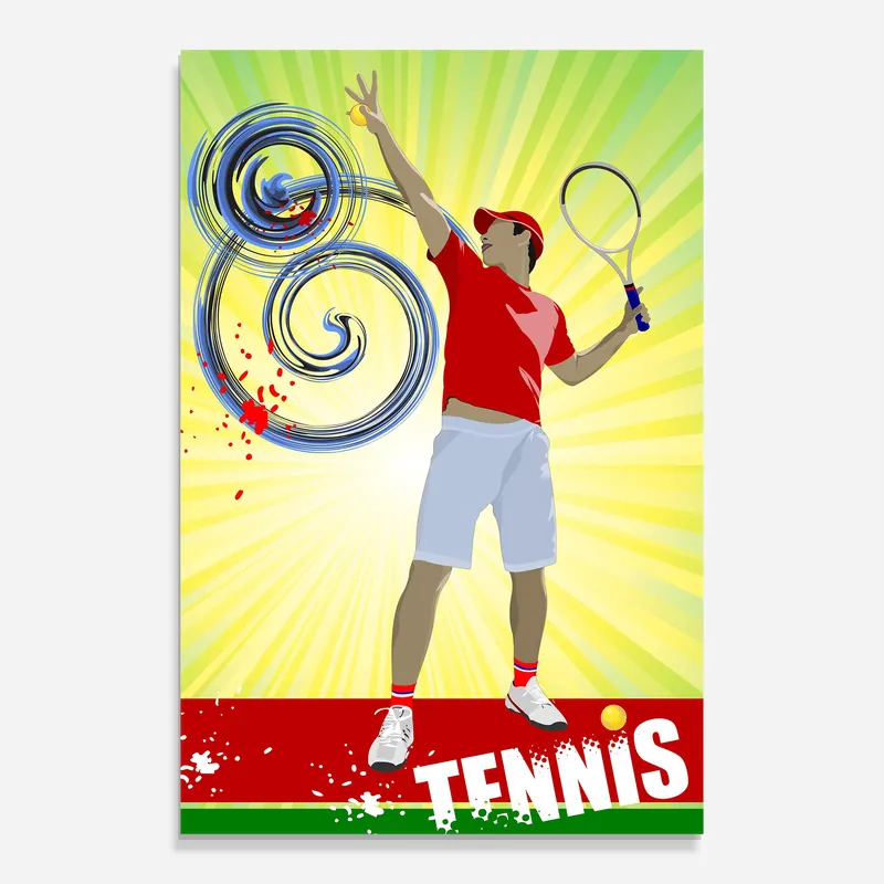 Glasbild Tennis Spiral Kostenfreie Lieferung