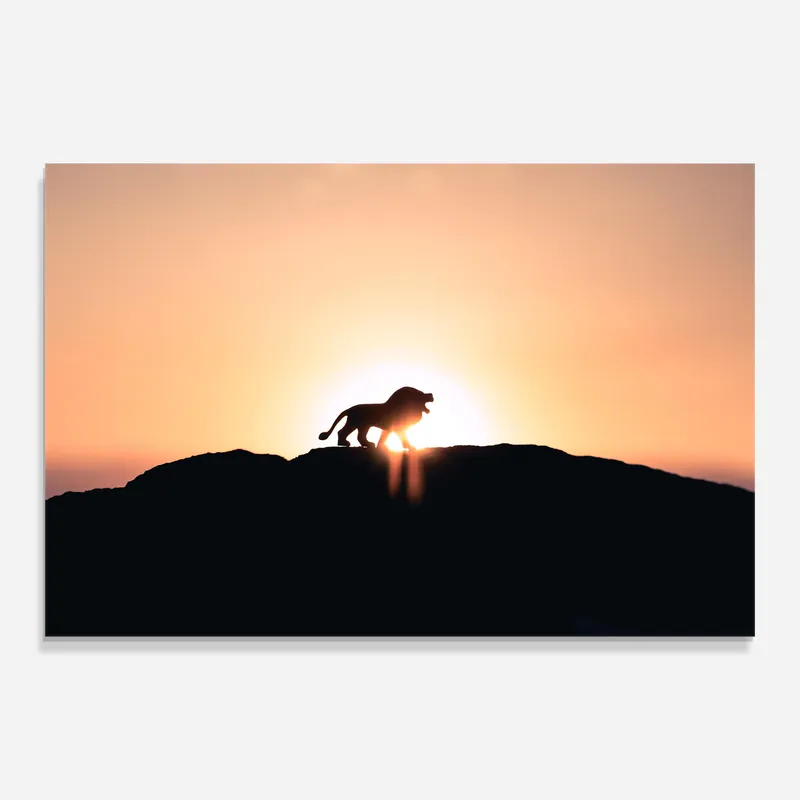Letzte Chance Glasbild Lion Shilouette