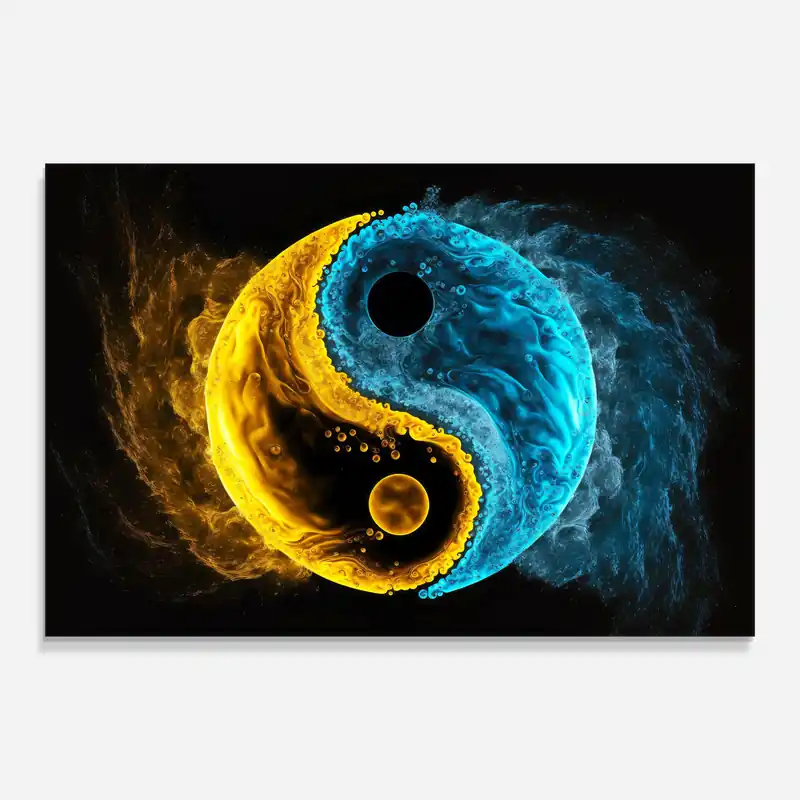 Wochenendangebot Glasbild Yellow Blue Yinyang