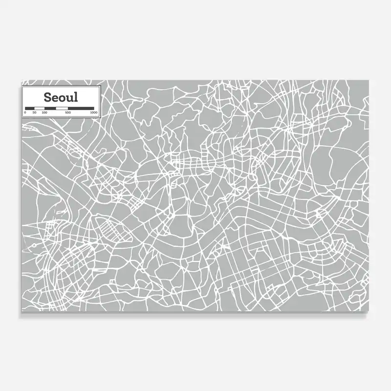 Kostenloser Rückversand Glasbild Seoul Map