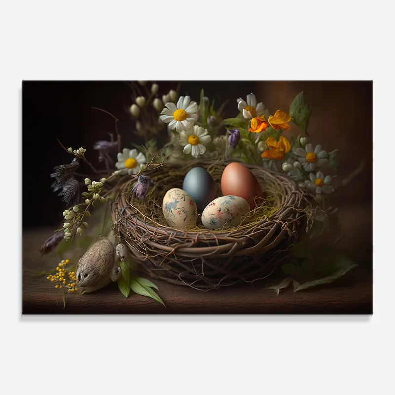 Knallerangebot Glasbild Wildflowers Eggs