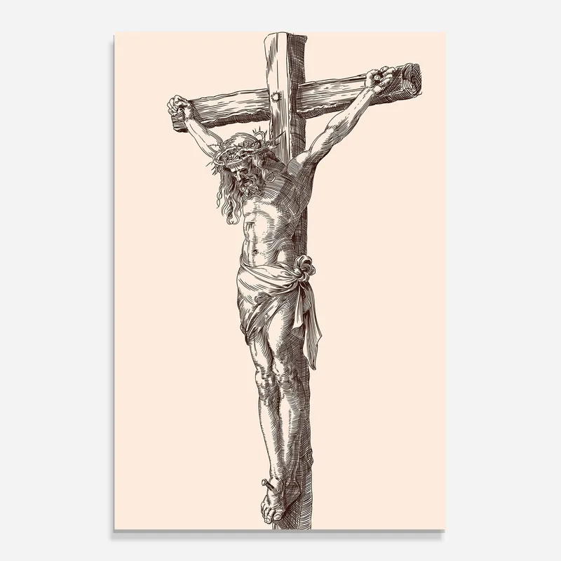 Sichere Zahlung Glasbild Brown Cross Jesus