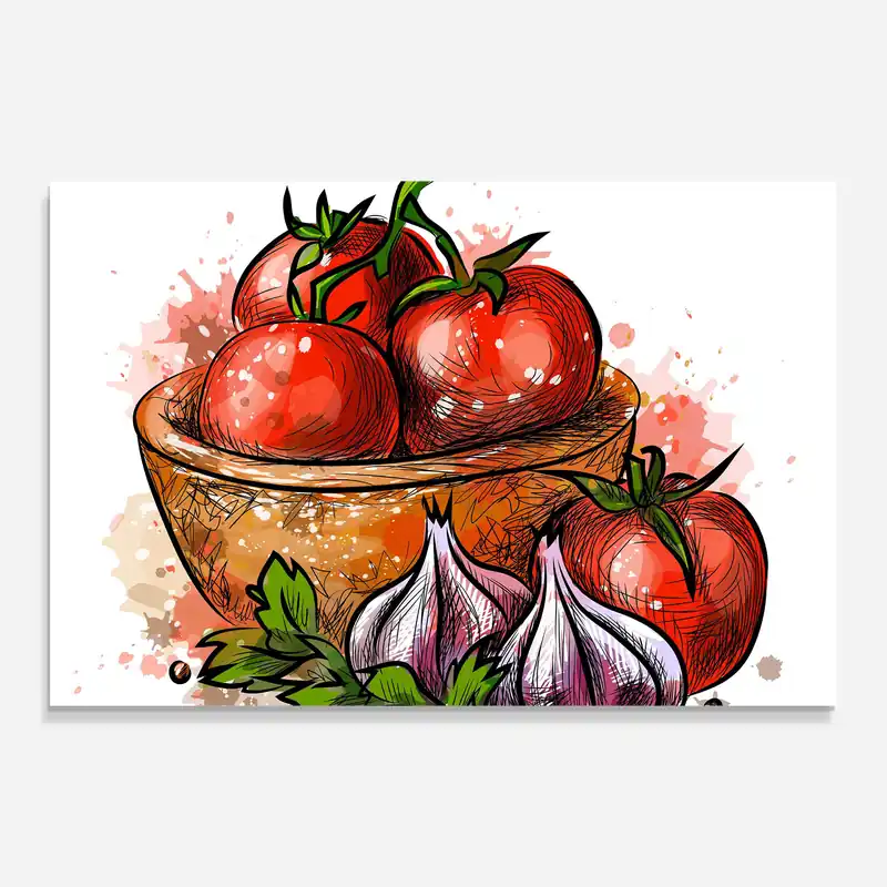 Glasbild Tomato Drawing Gratis Versand