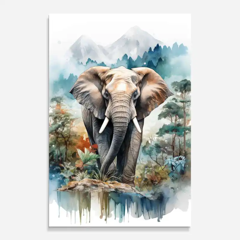 Bestseller Glasbild Watercolor Elephant