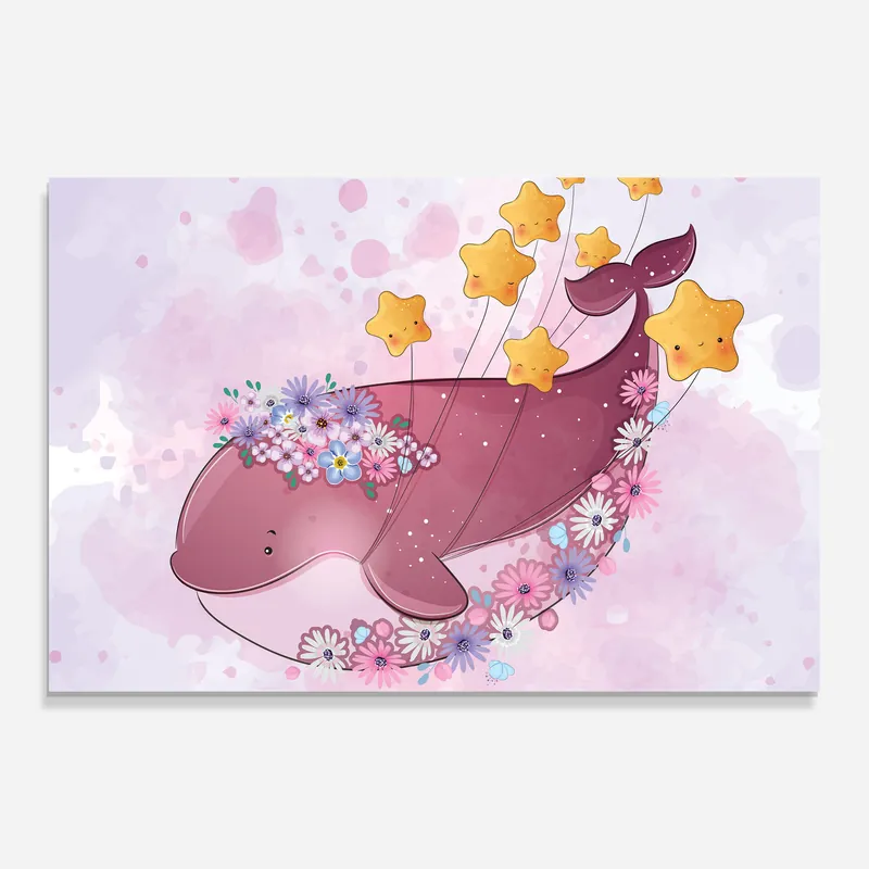 Glasbild Pink Whale Schnäppchen