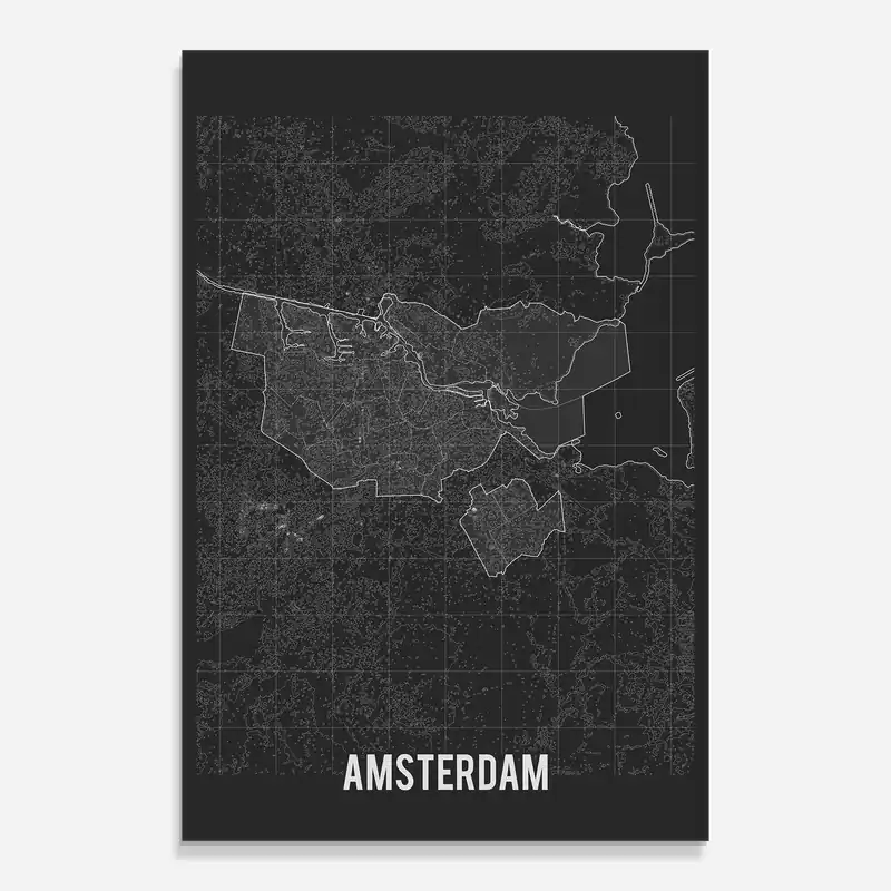 Glasbild Amsterdam Grey Map Top-Angebot