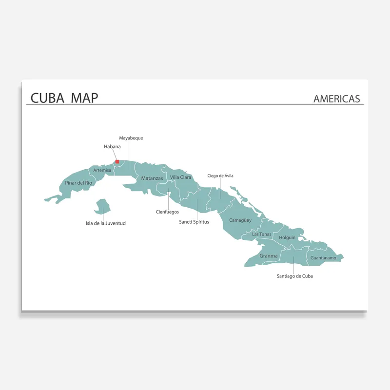 Glasbild Cuba Map Gratis Versand