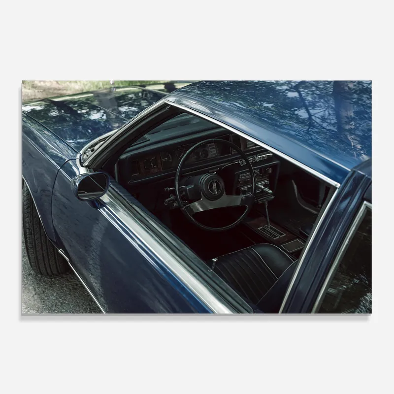 Bestpreis Glasbild Old Blue Car