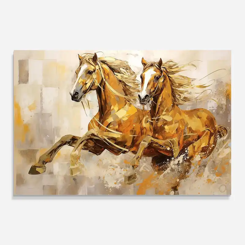 Top-Seller Glasbild Light Brown Horses Running