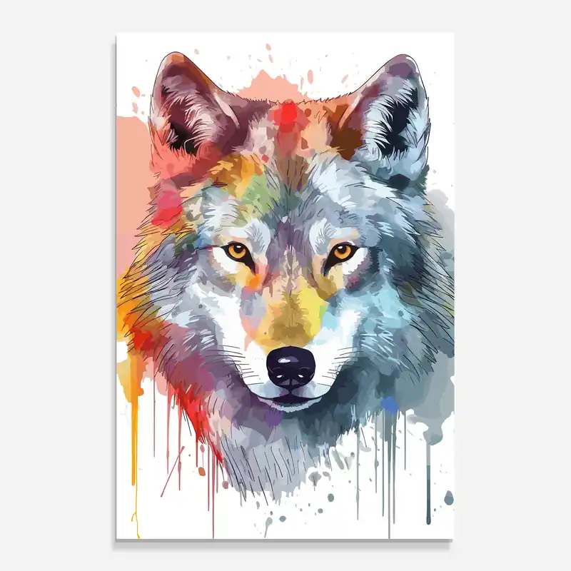 Gratis Versand Glasbild Watercolor Wolf