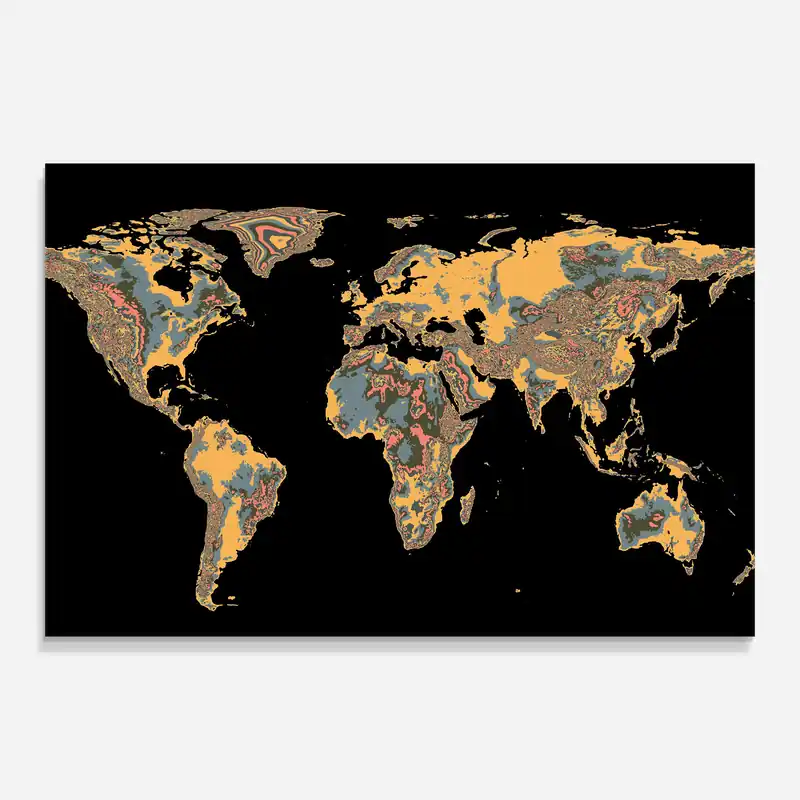 Jetzt Bestellen Glasbild Yellow Blue Map