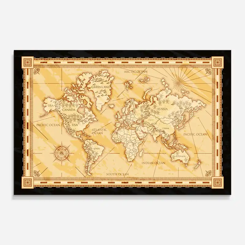 Sichere Zahlung Glasbild Vintage Gold Map