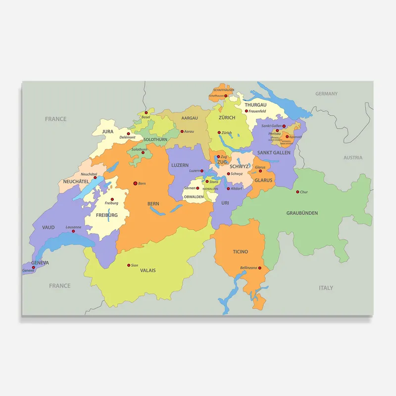 Glasbild Switzerland Map Gratis Versand