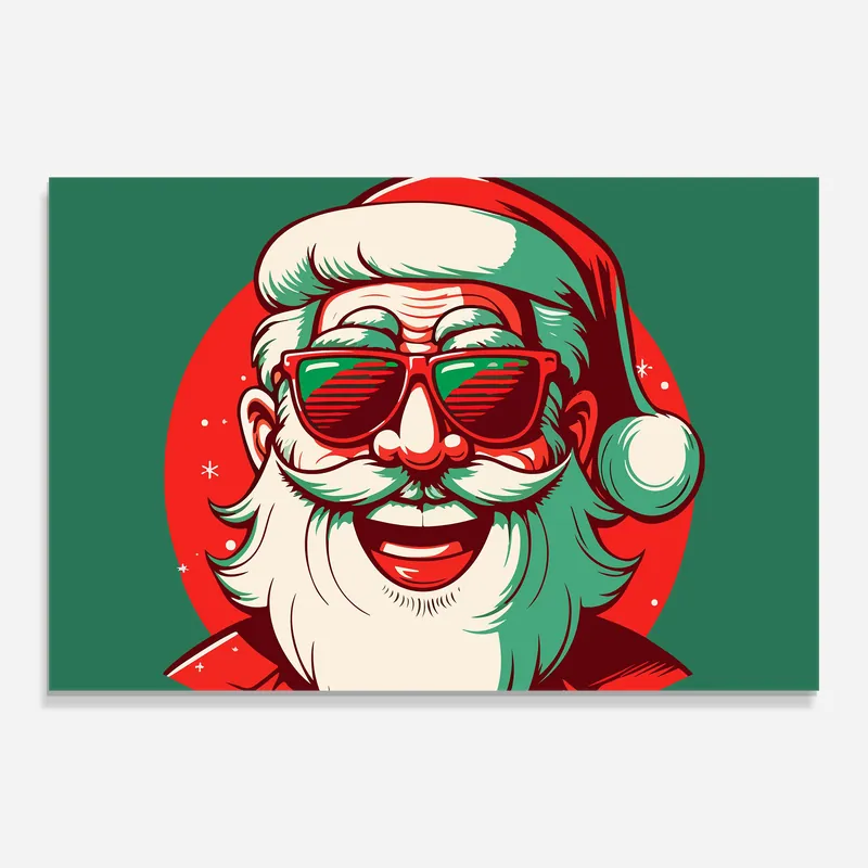 Glasbild Crazy Smile Santa Top-Angebot