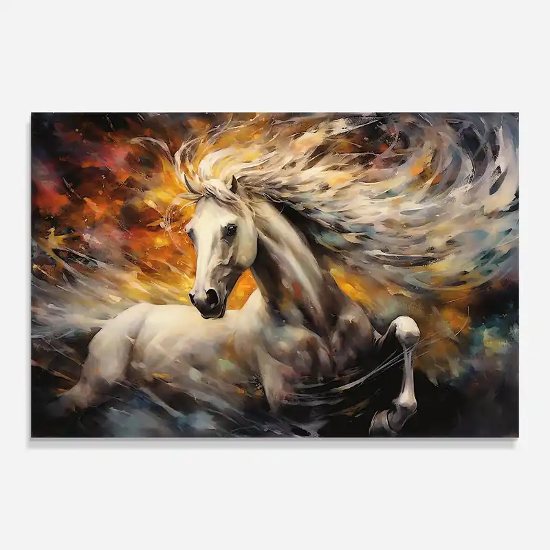 Mega-Angebot Glasbild White Horse Painting