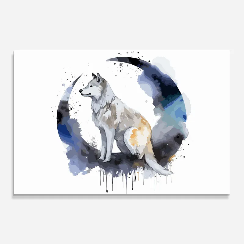 Preiswert Glasbild Wolf On Moon