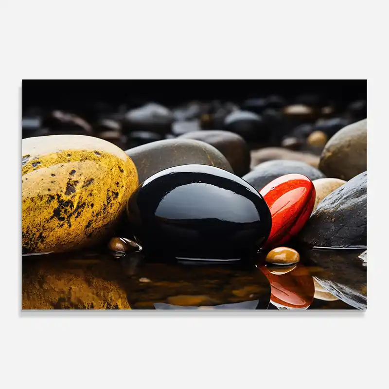 Neue Kollektion Glasbild Yellow Black Stone