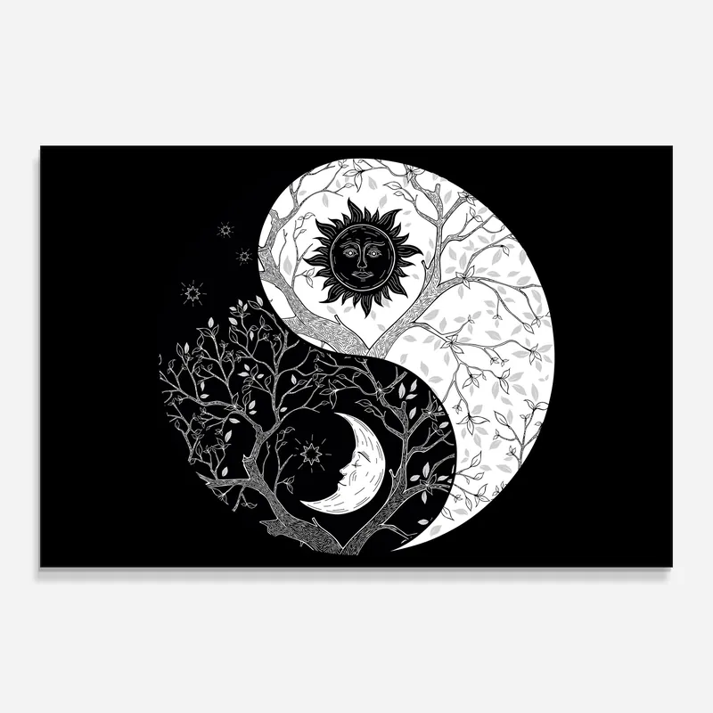 Glasbild Yinyang Sun Moon Art Neu Im Sortiment