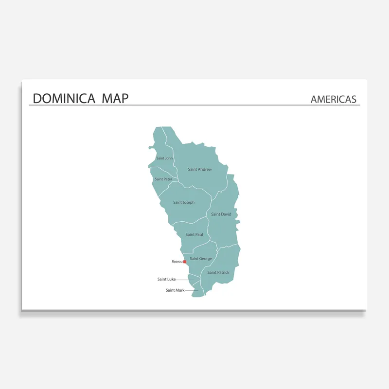 Glasbild Dominica Map Gratis Versand