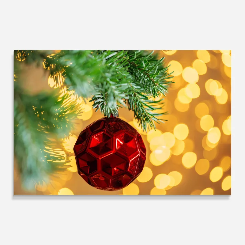 Kostenfreie Lieferung Glasbild Red Christmas Ball