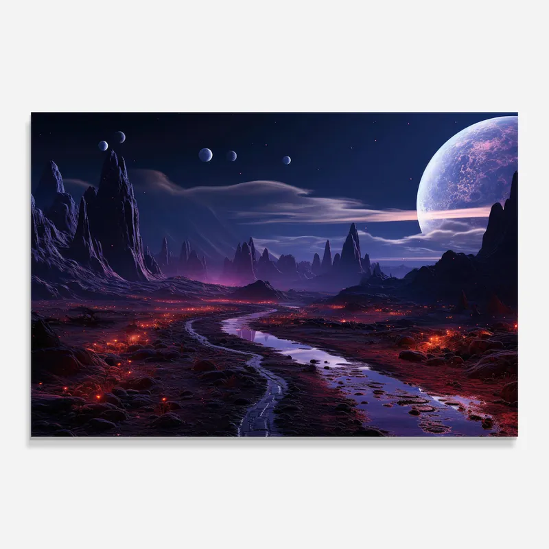 Billig Glasbild Scifi World