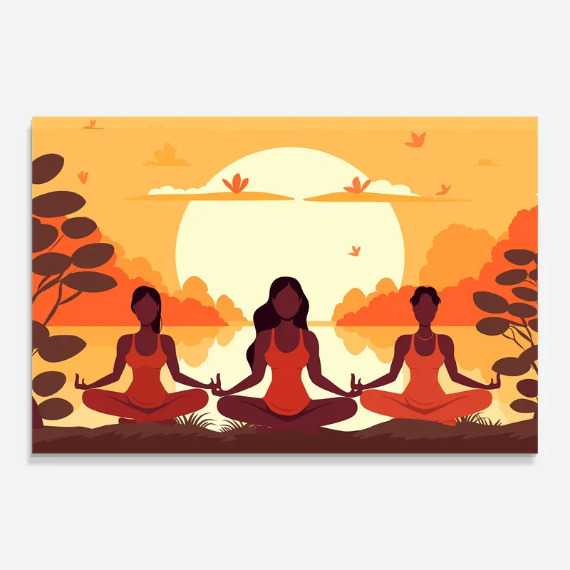 Glasbild Sunrise Yoga Girls Finale Aktion