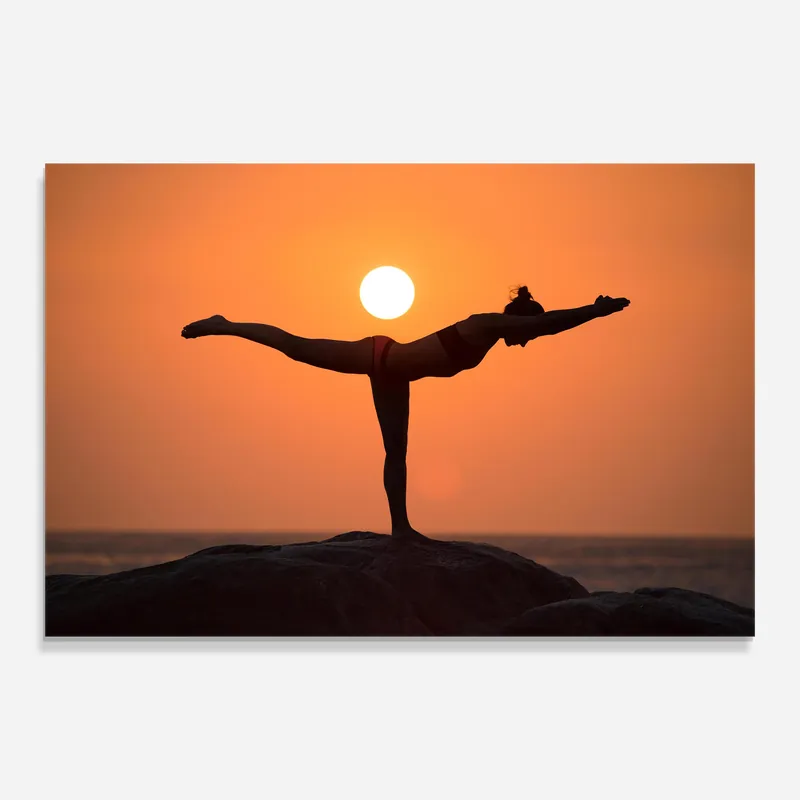Neu Glasbild Warrior Yoga Pose