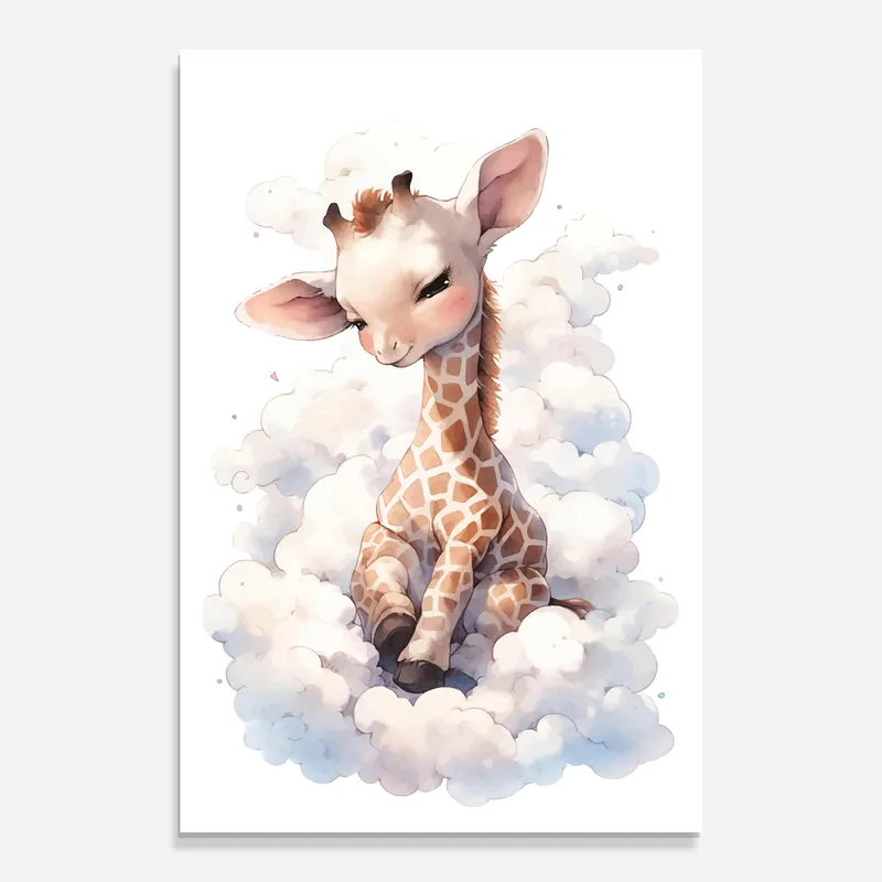 Preisreduziert Glasbild Cute Baby Giraffe