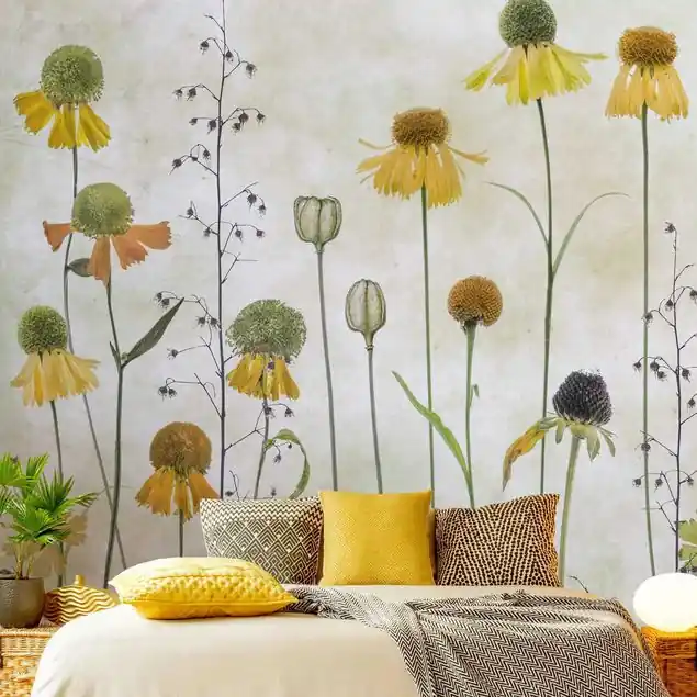 Zarte Helenium Blüten Fototapete • Vliestapete + Kleister • hergestellt in Deutschland Online Kaufen