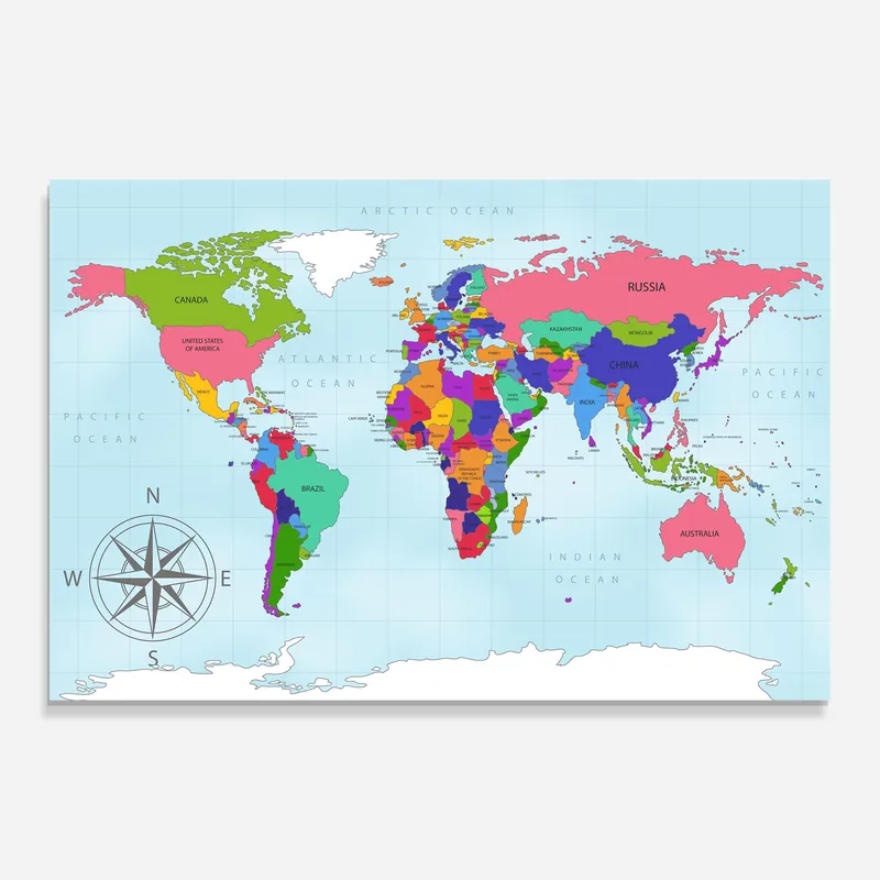 Garantierte Lieferung Glasbild Colorful Continents