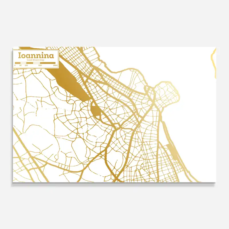 Angebot Glasbild Ioannina Gold Map