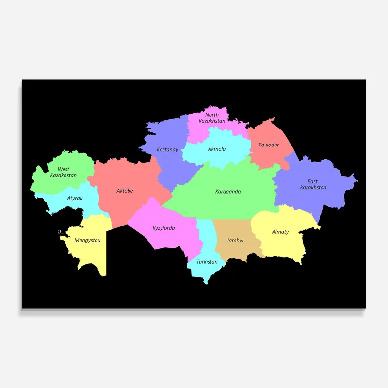 Glasbild Kazakhstan Map Meistverkauft