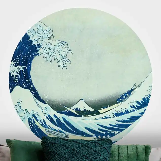 Katsushika Hokusai - Die grosse Welle von Kanagawa Runde Fototapete Direktkauf