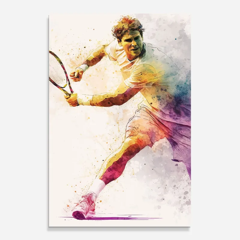 Kostenloser Versand Glasbild Watercolor Tennis