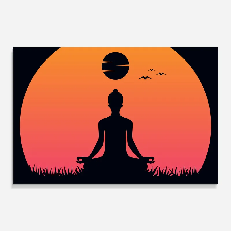 Solange Der Vorrat Reicht Glasbild Sunset Yoga