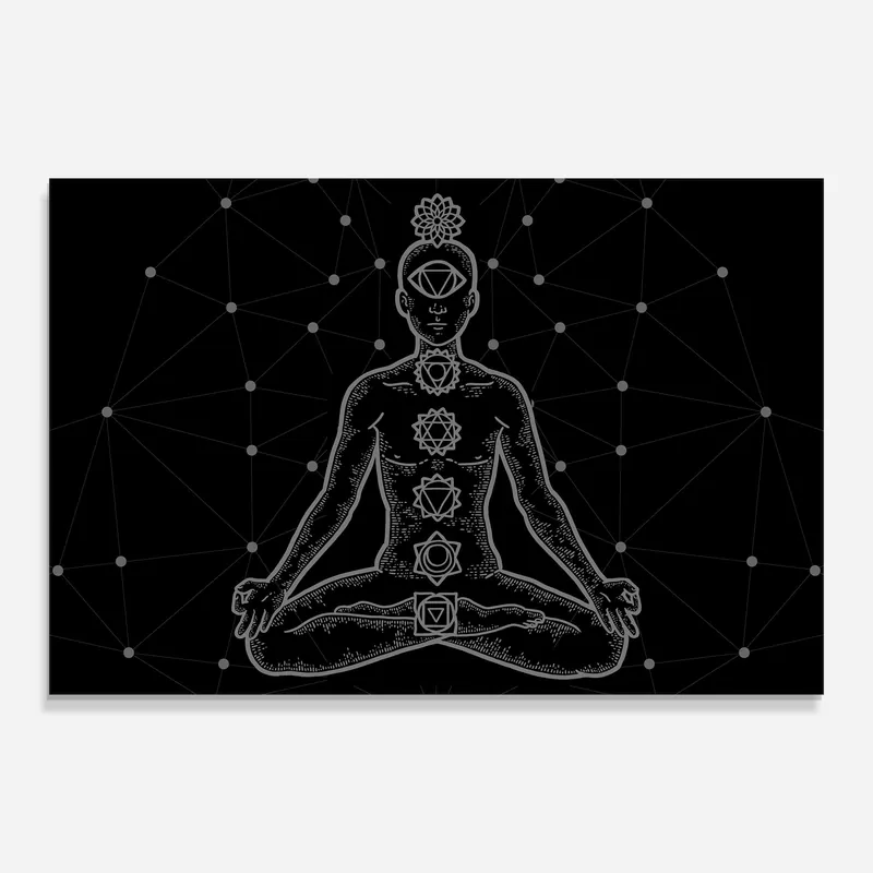 Gratis Versand Glasbild Yoga Grey Line
